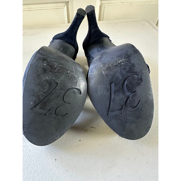 Pedro Garcia Lady Stack Rizzo Blue Nylon Suede Lace Up Italian Ankle Boots US 7 - Picture 7 of 12